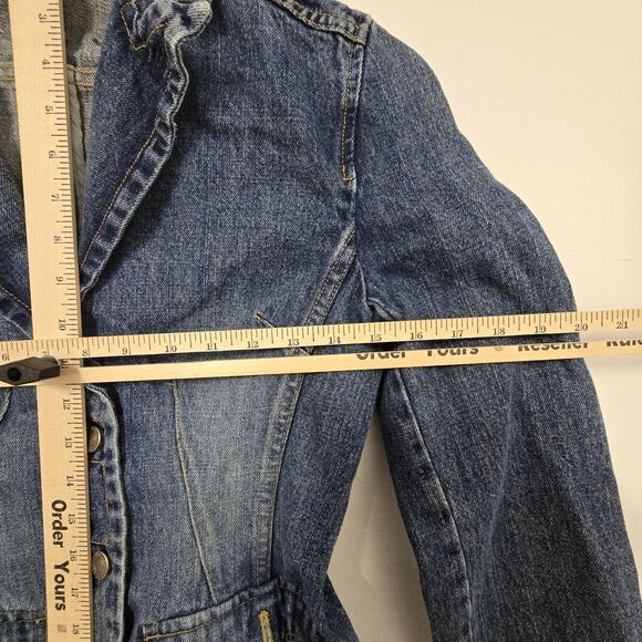 Reserved Jean Jacket Womens Medium Blue Denim Two Button Pockets Cotton - Picture 7 of 15